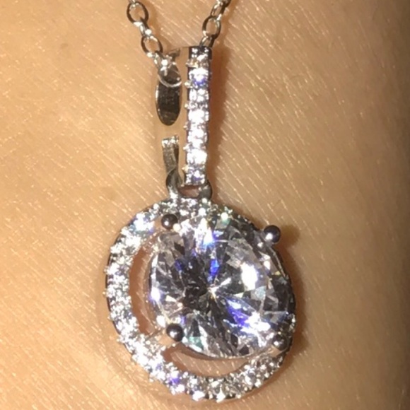 Silver Plated Charm Crystal CZ Necklace - Picture 3 of 8